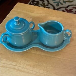 Blue Ceramic Sugar and Creamer Set